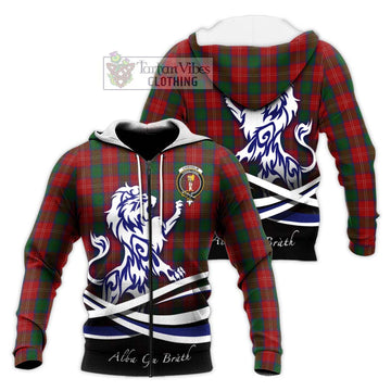 Chisholm Tartan Knitted Hoodie with Alba Gu Brath Regal Lion Emblem