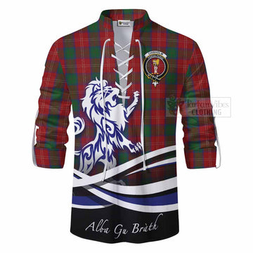 Chisholm Tartan Ghillie Kilt Shirt with Alba Gu Brath Regal Lion Emblem