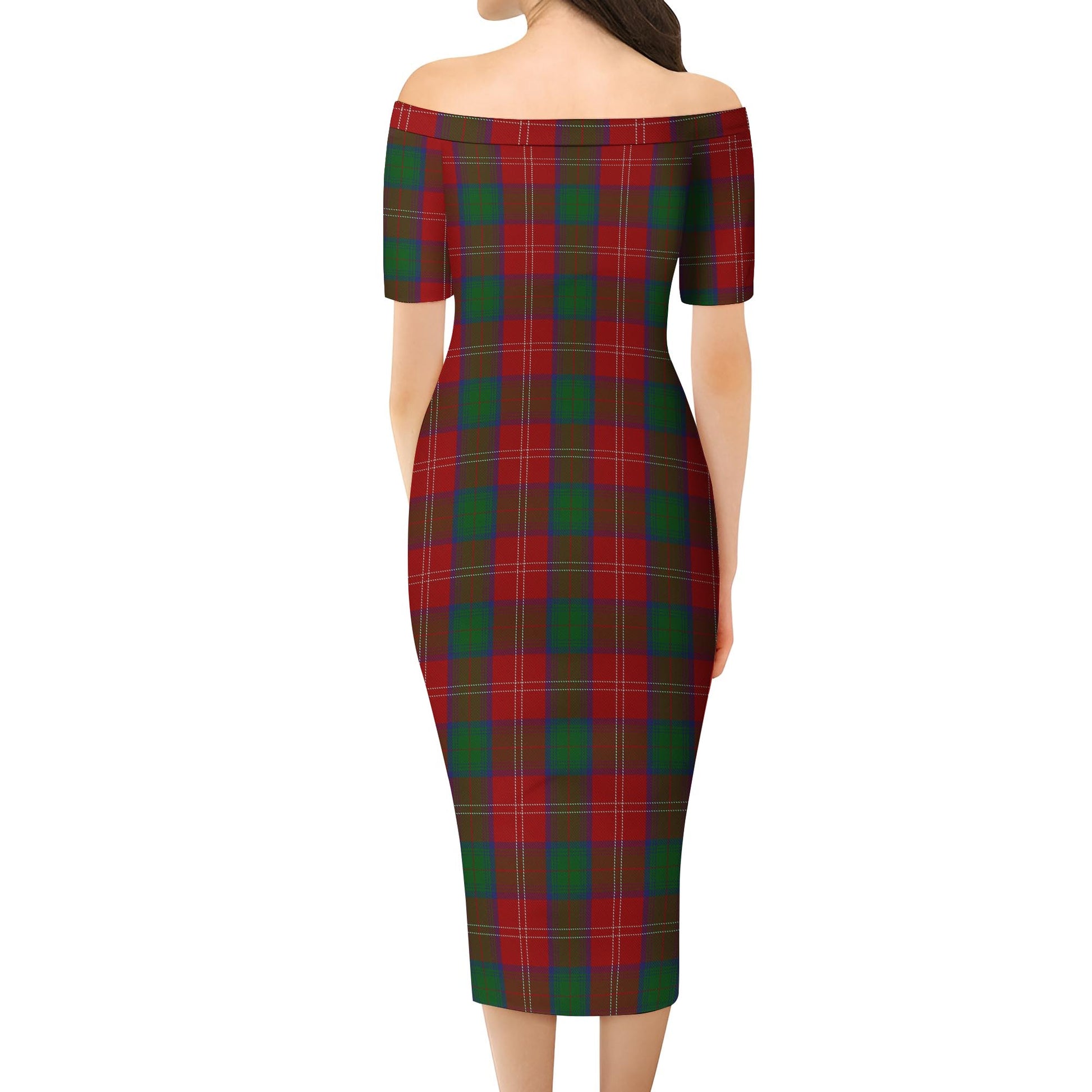 Chisholm Tartan Off Shoulder Lady Dress - Tartanvibesclothing