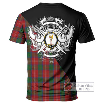 Chisholm Tartan T-Shirt with Family Crest and Military Logo Style