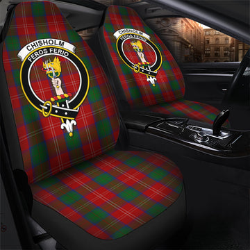 Chisholm Tartan Car Seat Cover with Family Crest