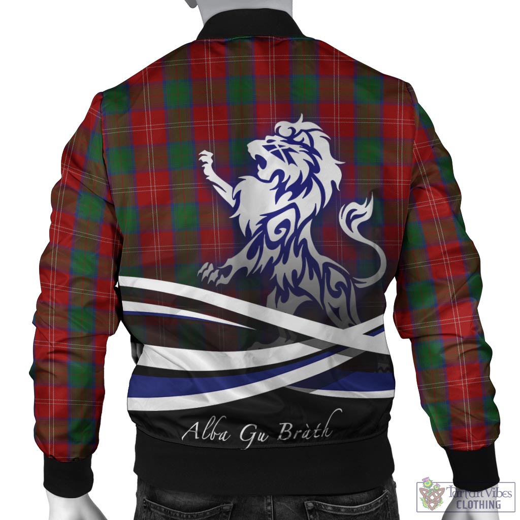 Tartan Vibes Clothing Chisholm Tartan Bomber Jacket with Alba Gu Brath Regal Lion Emblem