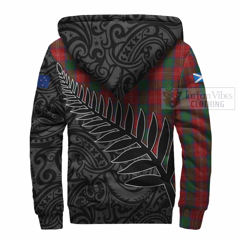 Tartan Vibes Clothing Chisholm Crest Tartan Sherpa Hoodie with New Zealand Silver Fern Half Style