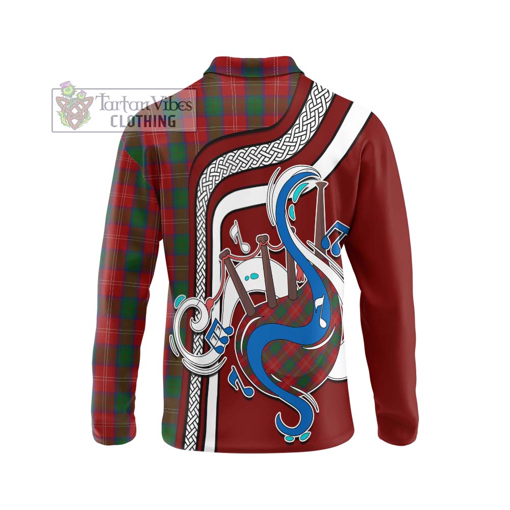 Tartan Vibes Clothing Chisholm Tartan Long Sleeve Polo Shirt with Epic Bagpipe Style