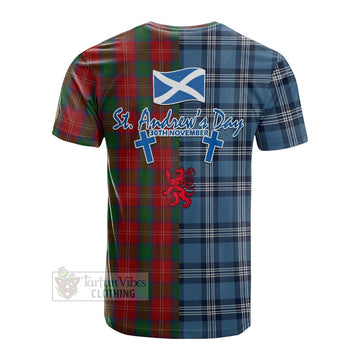 Chisholm Tartan Cotton T-shirt Happy St. Andrew's Day Half Tartan Style