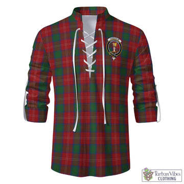 Chisholm Tartan Men's Scottish Traditional Jacobite Ghillie Kilt Shirt with Family Crest