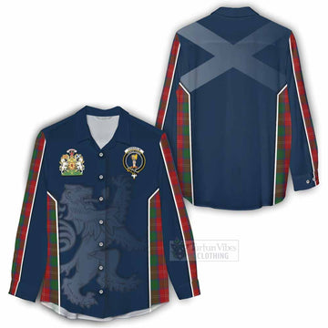 Chisholm Tartan Women's Casual Shirt with Family Crest and Lion Rampant Vibes Sport Style