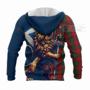 Chisholm Tartan Family Crest Knitted Hoodie with Scottish Majestic Lion