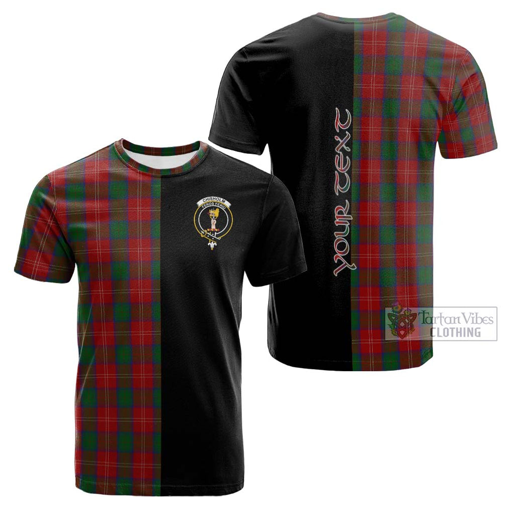 Tartan Vibes Clothing Chisholm Tartan Cotton T-shirt with Family Crest and Half Of Me Style