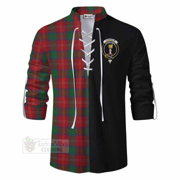 Chisholm Tartan Ghillie Kilt Shirt with Family Crest and Half Of Me Style