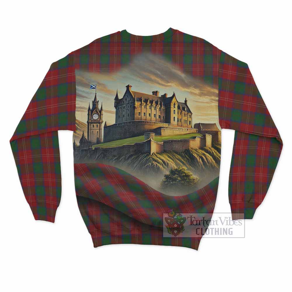 Chisholm Tartan Family Crest Sweatshirt with Scottish Ancient Castle Style - Tartan Vibes Clothing