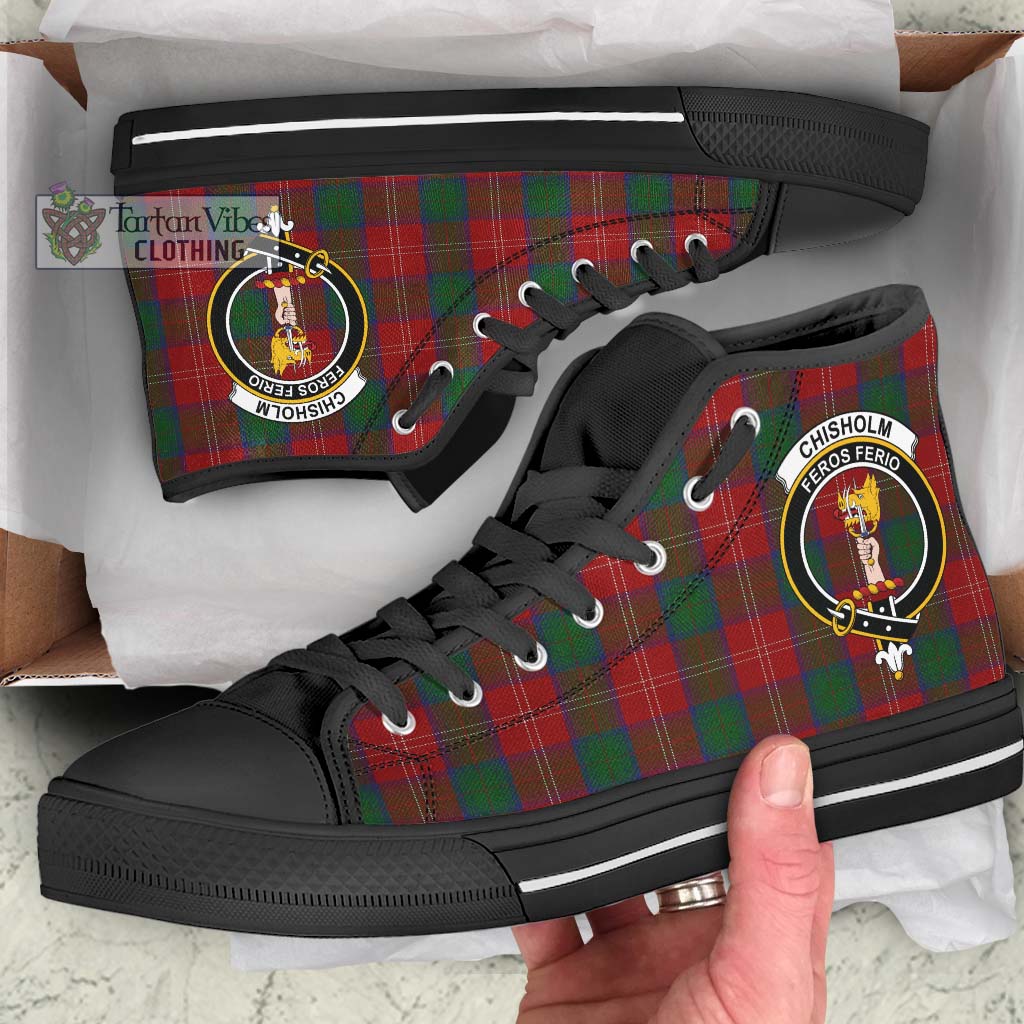 Tartan Vibes Clothing Chisholm Tartan High Top Shoes with Family Crest