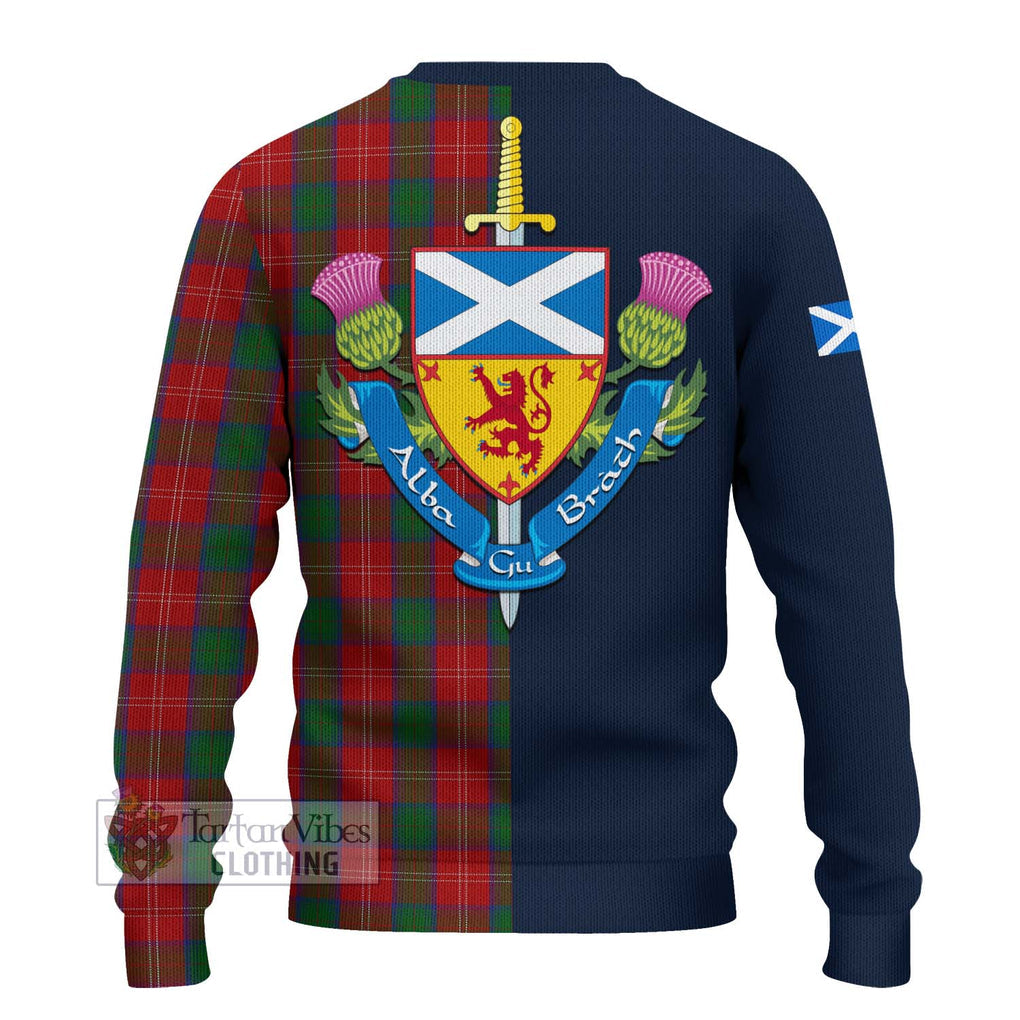 Tartan Vibes Clothing Chisholm Tartan Knitted Sweater with Scottish Lion Royal Arm Half Style