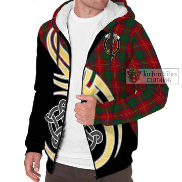 Chisholm Tartan Sherpa Hoodie with Family Crest and Celtic Symbol Style