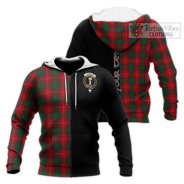 Chisholm Tartan Knitted Hoodie with Family Crest and Half Of Me Style