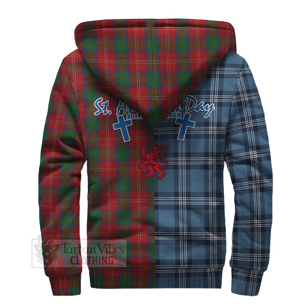 Tartan Vibes Clothing Chisholm Tartan Sherpa Hoodie Happy St. Andrew's Day Half Tartan Style