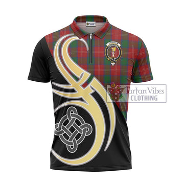 Chisholm Tartan Zipper Polo Shirt with Family Crest and Celtic Symbol Style