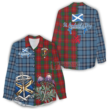 Chisholm Tartan Women's Casual Shirt Happy St. Andrew's Day Half Tartan Style