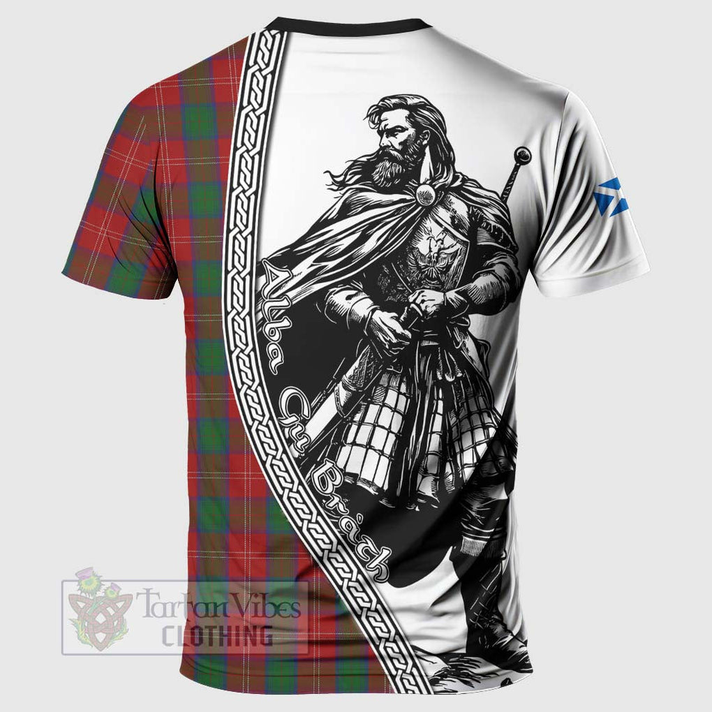 Tartan Vibes Clothing Chisholm Tartan Clan Crest T-Shirt with Highlander Warrior Celtic Style