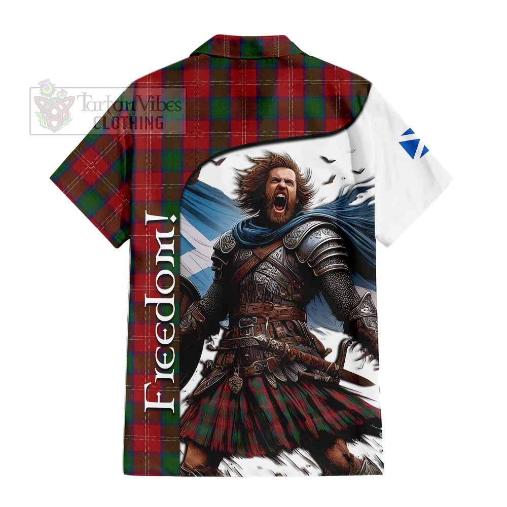 Tartan Vibes Clothing Chisholm Crest Tartan Short Sleeve Button Shirt Inspired by the Freedom of Scottish Warrior