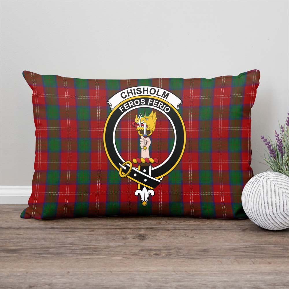 Chisholm Tartan Pillow Cover with Family Crest Rectangle Pillow Cover - Tartanvibesclothing