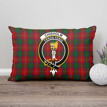 Chisholm Tartan Pillow Cover with Family Crest