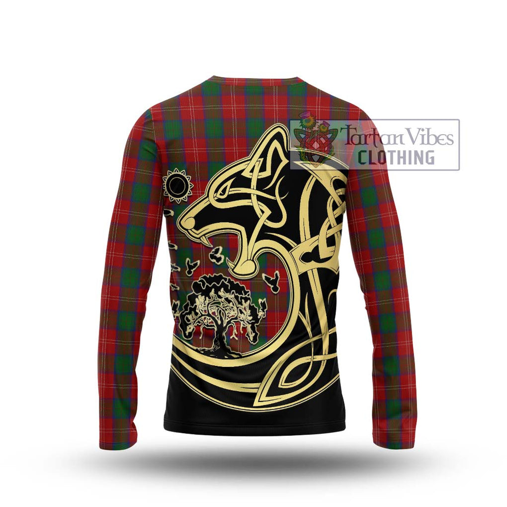 Chisholm Tartan Long Sleeve T-Shirt with Family Crest Celtic Wolf Style - Tartan Vibes Clothing