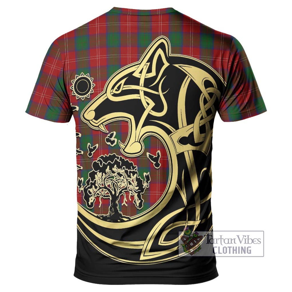 Chisholm Tartan T-Shirt with Family Crest Celtic Wolf Style - Tartan Vibes Clothing