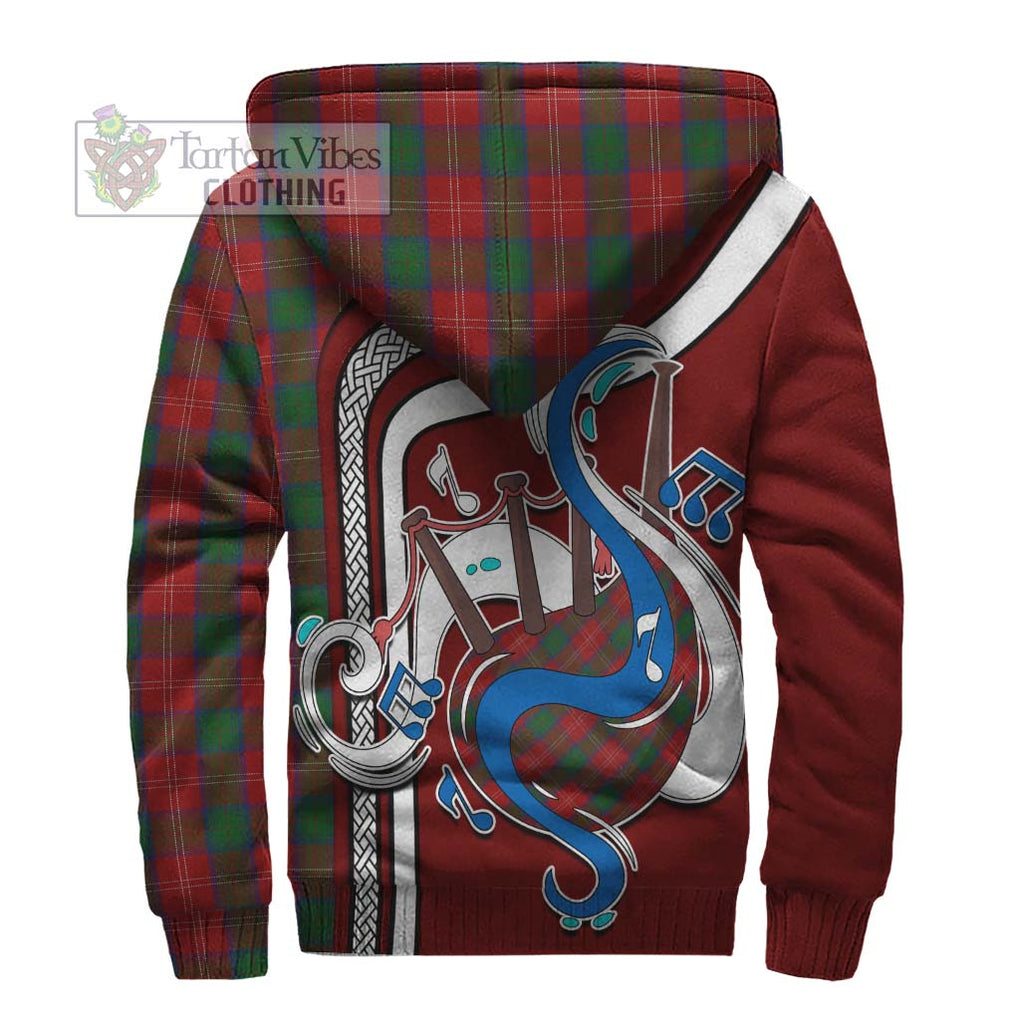 Chisholm Tartan Sherpa Hoodie with Epic Bagpipe Style - Tartanvibesclothing Shop