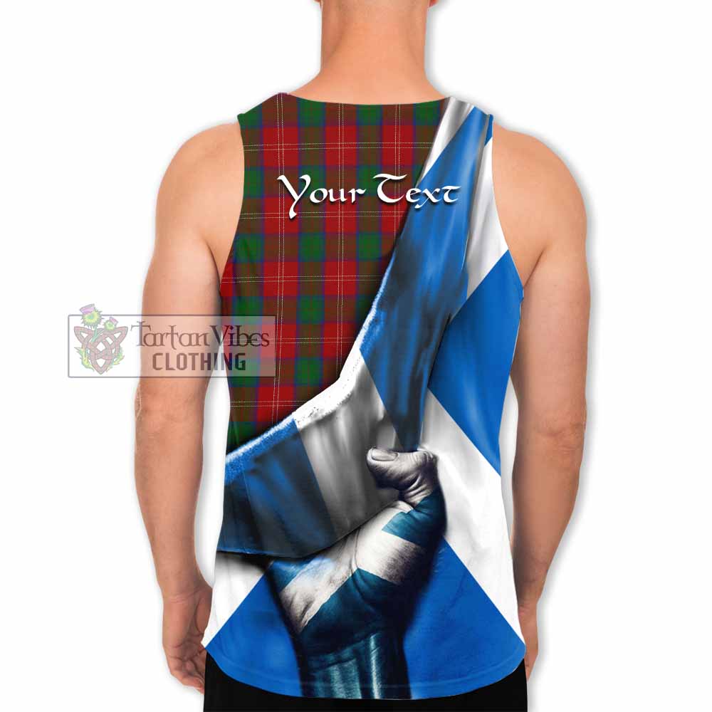 Tartan Vibes Clothing Chisholm Tartan Men's Tank Top with Family Crest Scotland Patriotic Style