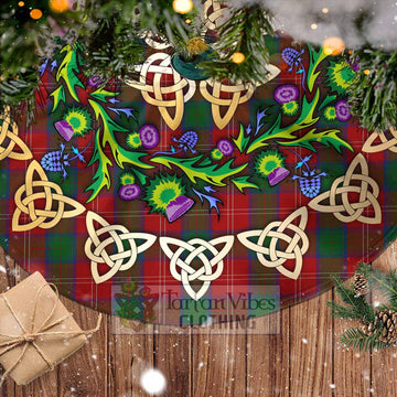 Chisholm Tartan Christmas Tree Skirt with Thistle Celtic Knot Style