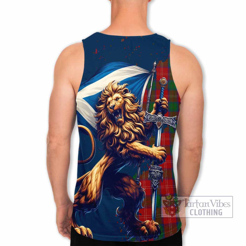 Tartan Vibes Clothing Chisholm Tartan Family Crest Men's Tank Top with Scottish Majestic Lion