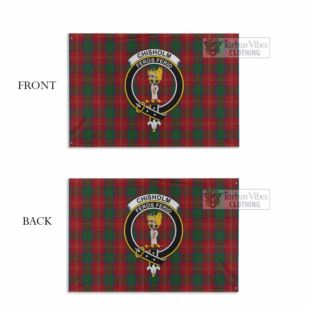 Chisholm Tartan House Flag with Family Crest - Tartan Vibes Clothing