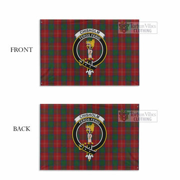 Chisholm Tartan House Flag with Family Crest