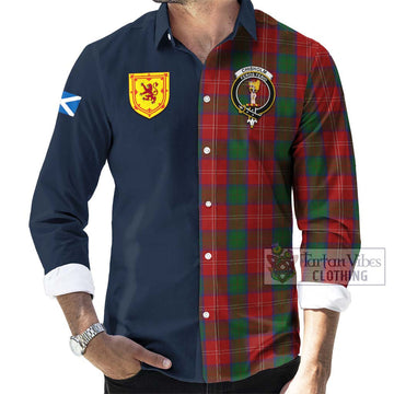 Chisholm Tartan Long Sleeve Button Shirt Alba with Scottish Lion Royal Arm Half Style