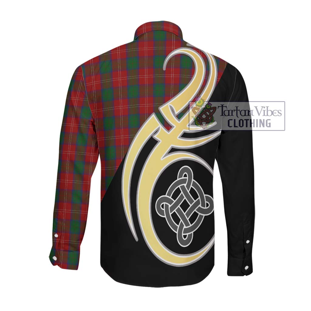 Chisholm Tartan Long Sleeve Button Shirt with Family Crest and Celtic Symbol Style Men's Shirt - Tartan Vibes Clothing