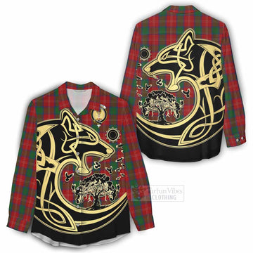 Chisholm Tartan Women's Casual Shirt with Family Crest Celtic Wolf Style