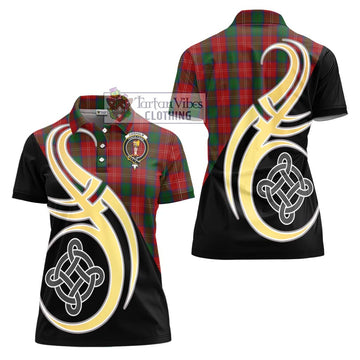 Chisholm Tartan Women's Polo Shirt with Family Crest and Celtic Symbol Style