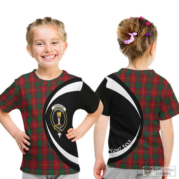 Chisholm Tartan Kid T-Shirt with Family Crest Circle Style