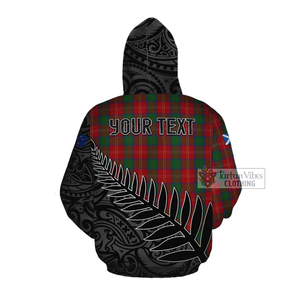 Tartan Vibes Clothing Chisholm Crest Tartan Cotton Hoodie with New Zealand Silver Fern Half Style