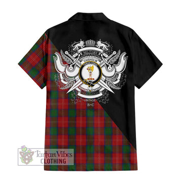 Chisholm Tartan Short Sleeve Button Shirt with Family Crest and Military Logo Style