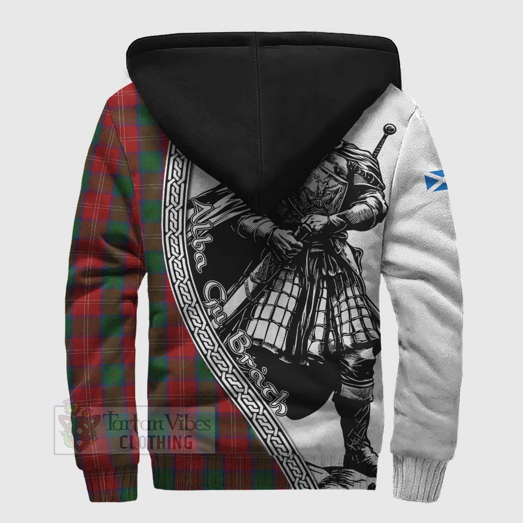 Tartan Vibes Clothing Chisholm Tartan Clan Crest Sherpa Hoodie with Highlander Warrior Celtic Style