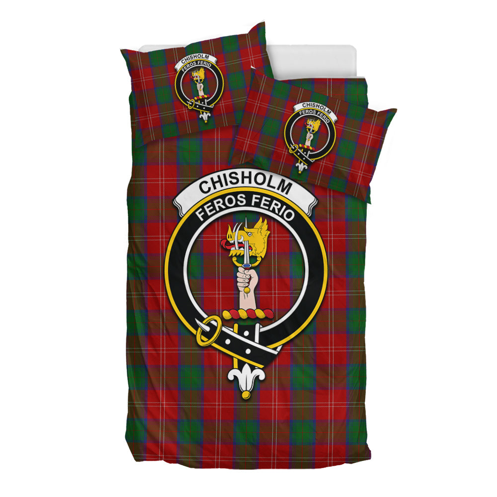 Chisholm Tartan Bedding Set with Family Crest - Tartan Vibes Clothing