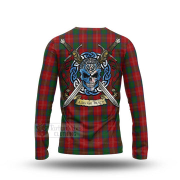 Chisholm Tartan Long Sleeve T-Shirt with Family Crest Celtic Skull Style