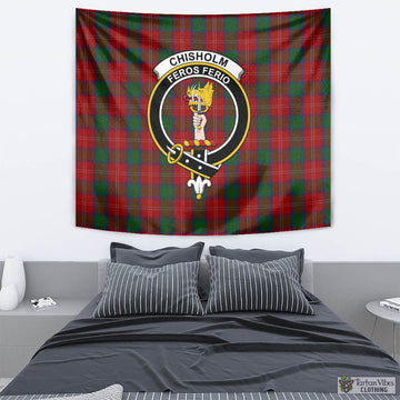 Chisholm Tartan Tapestry Wall Hanging and Home Decor for Room with Family Crest