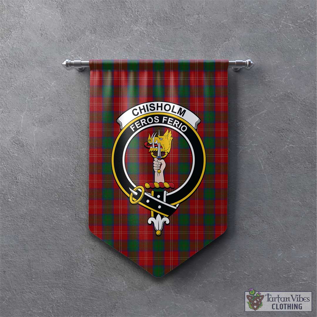 Tartan Vibes Clothing Chisholm Tartan Gonfalon, Tartan Banner with Family Crest