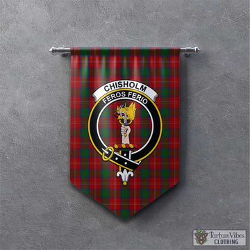 Chisholm Tartan Gonfalon, Tartan Banner with Family Crest