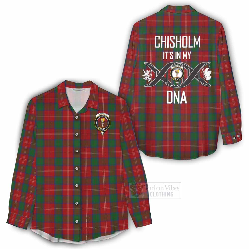 Tartan Vibes Clothing Chisholm Tartan Women's Casual Shirt with Family Crest DNA In Me Style