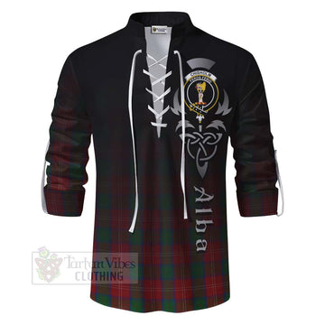 Chisholm Tartan Ghillie Kilt Shirt Featuring Alba Gu Brath Family Crest Celtic Inspired