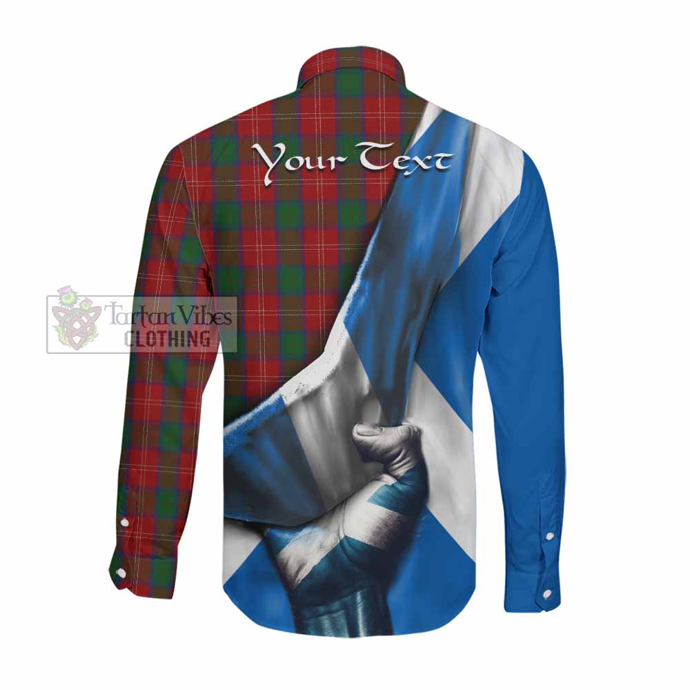 Tartan Vibes Clothing Chisholm Tartan Long Sleeve Button Shirt with Family Crest Scotland Patriotic Style